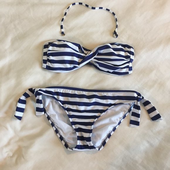 Mossimo Supply Co. Other - Mossimo Navy/White Stripe Bandeau Bikini & Bottoms